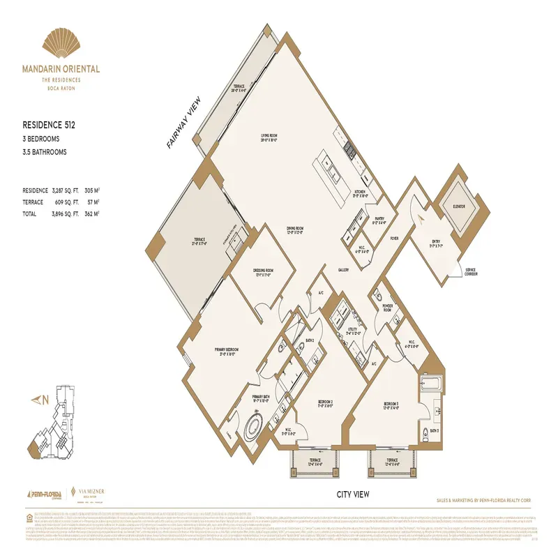 The Residences at Mandarin Oriental, Boca Raton floor plan 9