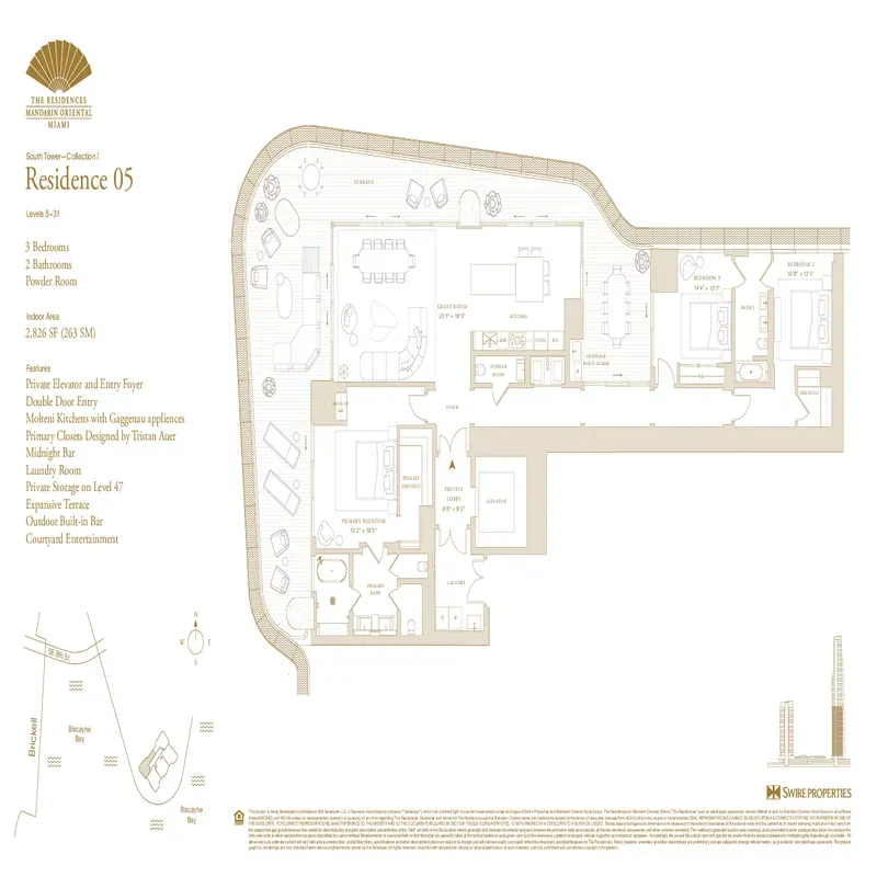 The Residences at Mandarin Oriental, Miami floor plan 9