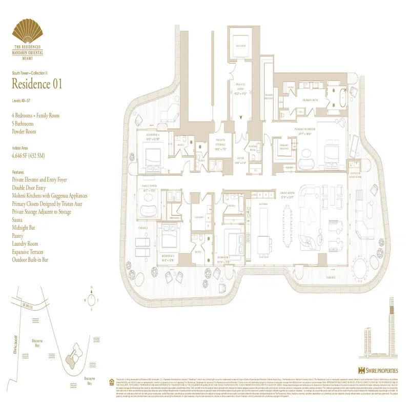 The Residences at Mandarin Oriental, Miami floor plan 16