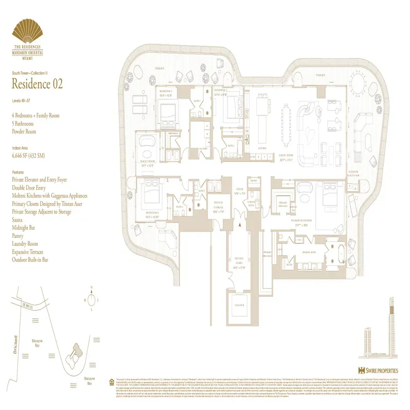 The Residences at Mandarin Oriental, Miami floor plan 18