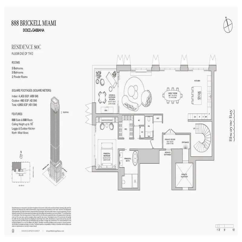 888 Brickell Miami Dolce & Gabbana floor plan 1
