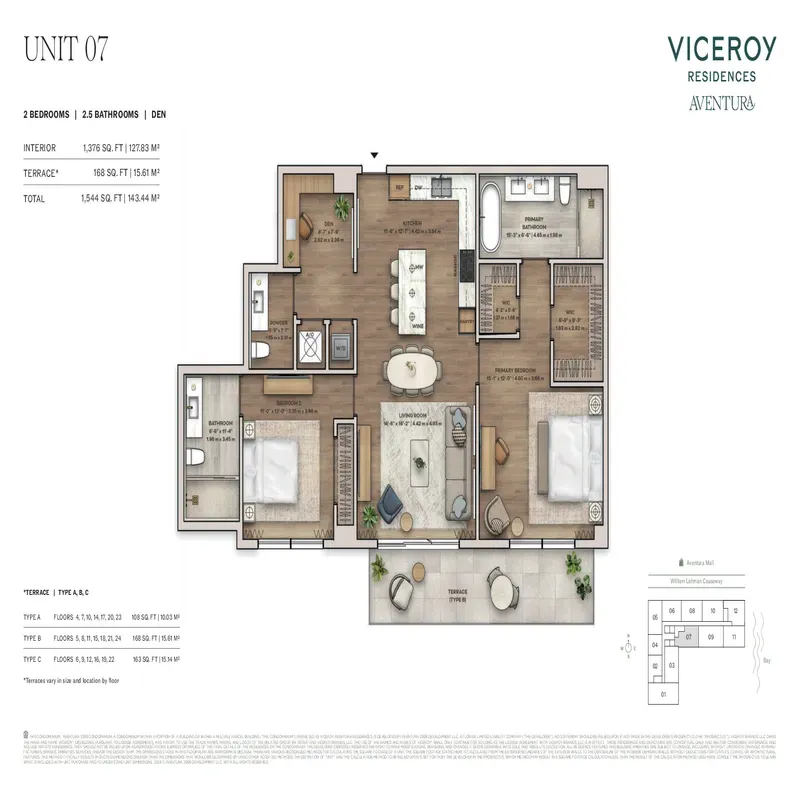 Viceroy Residences Aventura floor plan 1