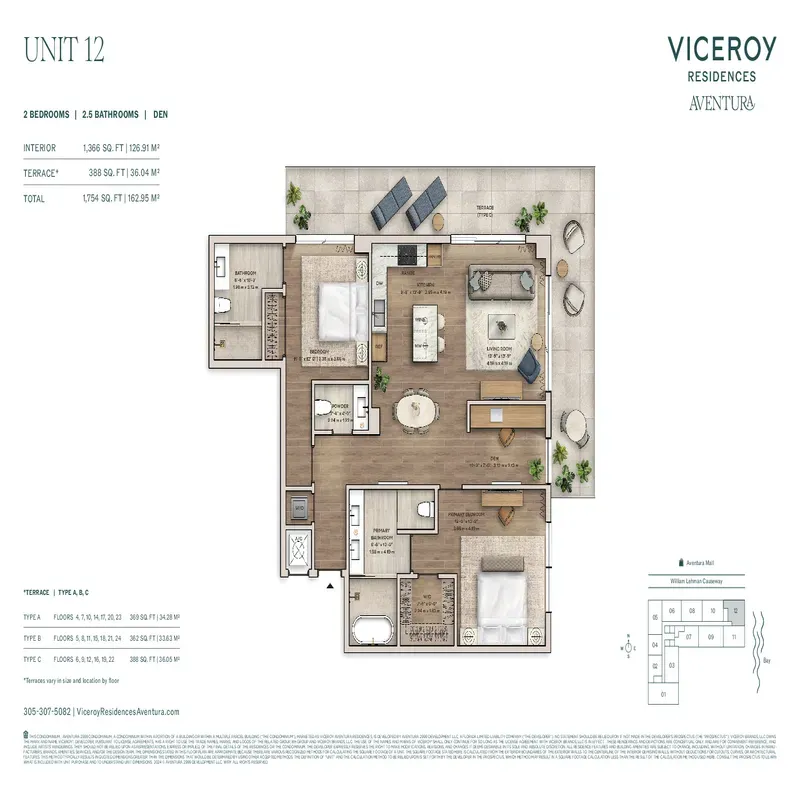 Viceroy Residences Aventura floor plan 12